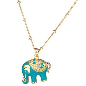 Teal Elephant Necklace